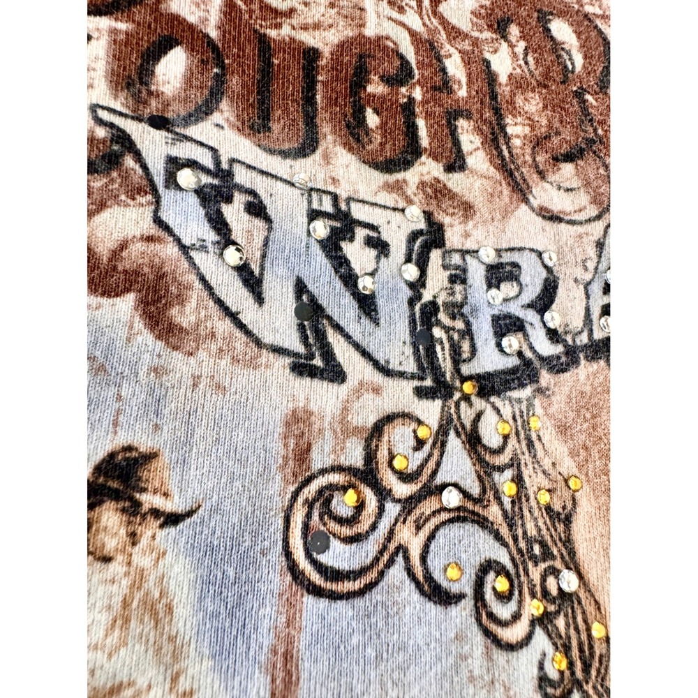 Fornia Wrangler Rough Riders Rodeo Graphic Tee Rhinestone Cream Medium USA - Picture 4 of 9